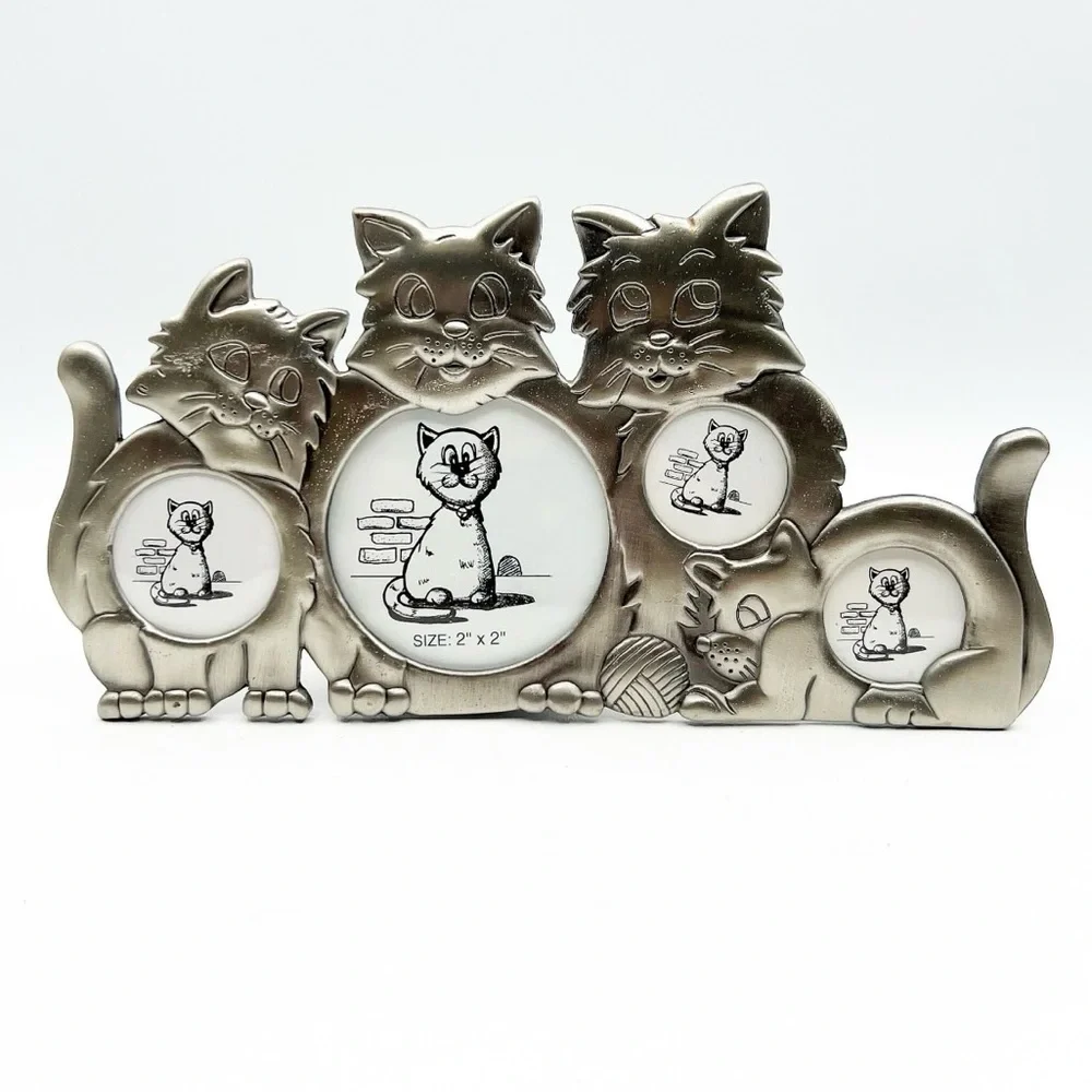 🆕Vintage Fetco And Connoisseur Pewter Cat Picture Frames